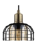 Lámpara Colgante base circular CHISLE de 3 Luces con Cestas de Alambre Negro y Vidrio Ámbar, 3XE27