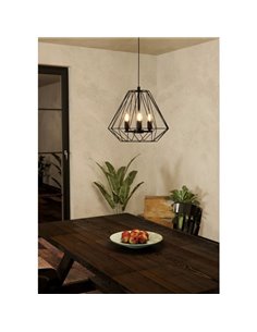 TARLE Suspension à 3 Lumières, Design Noir et Bases 3XE14 2