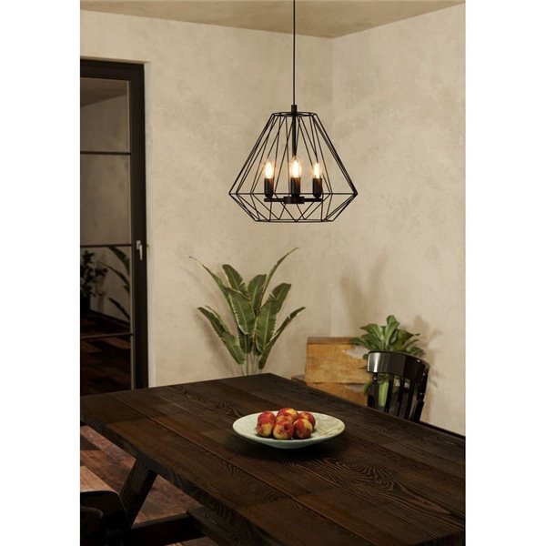 Lámpara Colgante TARLE con 3 Luces, Diseño Negro y Casquillos 3XE14