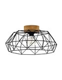 Plafón de Techo PADSTOW con 1 Luz en Negro y Madera, E27