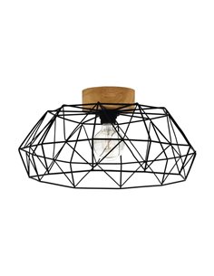 Plafonnier PADSTOW avec 1 lumière en noir et bois, E27