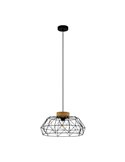 Lámpara Colgante PADSTOW con 1 Luz en Negro y Madera, E27
