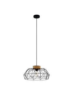 Lámpara Colgante PADSTOW con 1 Luz en Negro y Madera, E27
