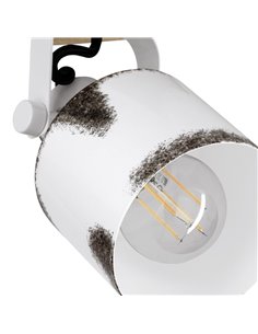 Aplique de Pared o Techo KILBURN de 1 Luz, Madera Maciza y Metal Blanco, E27 2