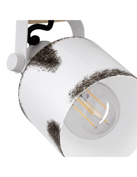 Aplique de Pared o Techo KILBURN de 1 Luz, Madera Maciza y Metal Blanco, E27