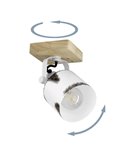 Aplique de Pared o Techo KILBURN de 1 Luz, Madera Maciza y Metal Blanco, E27