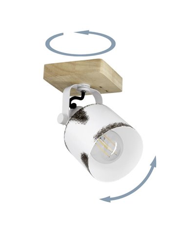 Aplique de Pared o Techo KILBURN de 1 Luz, Madera Maciza y Metal Blanco, E27