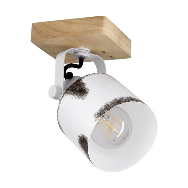 Aplique de Pared o Techo KILBURN de 1 Luz, Madera Maciza y Metal Blanco, E27