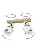 KILBURN Barre de Spot de Plafond avec 2 Spots Mobiles en Bois et Métal Blanc, 2XE27