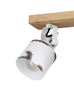 KILBURN Barre de Spot de Plafond avec 2 Spots Mobiles en Bois et Métal Blanc, 2XE27 2