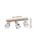 Regleta de Focos orientables KILBURN con 3 Focos Móviles, Madera y Metal Blanco, E27