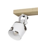 Regleta de Focos orientables KILBURN con 3 Focos Móviles, Madera y Metal Blanco, E27