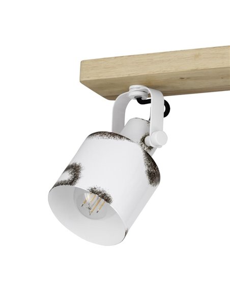 Regleta de Focos orientables KILBURN con 3 Focos Móviles, Madera y Metal Blanco, E27