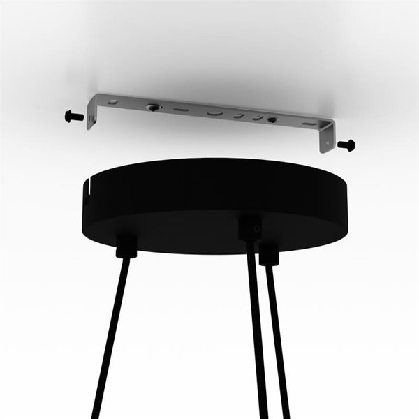 Lámpara Colgante EDALE Redonda de Metal Negro y Madera con Pantallas Textiles Capuchino, Ø70cm, 6XE27