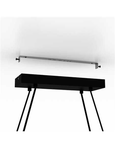 Lámpara Colgante Ovalada EDALE de Metal Negro y Madera con Pantallas Textiles Capuchino, 6XE27