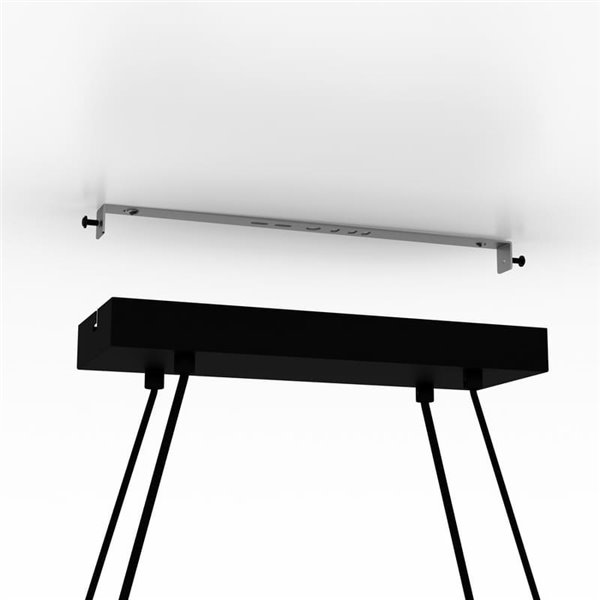Candeeiro suspenso oval EDALE em metal preto e madeira com abajures têxteis Cappuccino, 6XE27