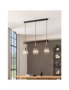 Lampe à suspension RODING avec 3 abat-jour en verre et cordes de chanvre, 3XE27 2
