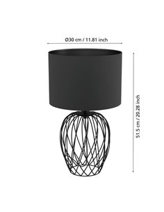 Lampe de table NIMLET avec base en fil noir et abat-jour en textile noir, E27 2