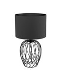 Candeeiro de mesa NIMLET com base em arame preto e abajur em tecido preto, E27