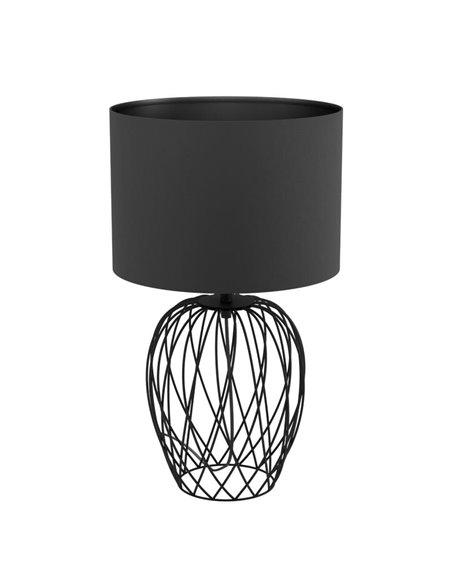 Lampe de table NIMLET avec base en fil noir et abat-jour en textile noir, E27