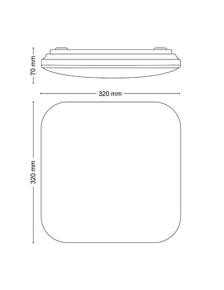 Plafonnier LED carré 17W blanc MAUVE 2700K/4000K