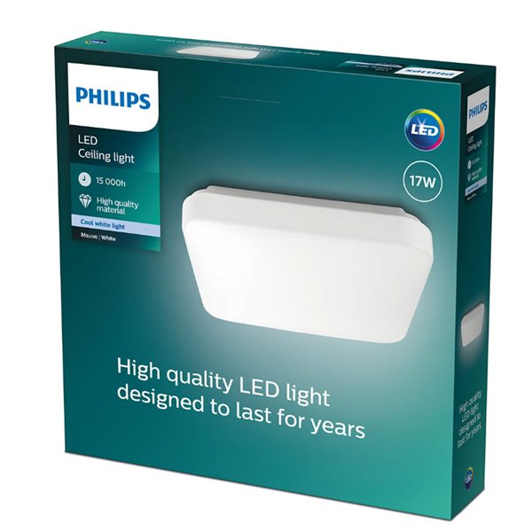 Plafonnier LED carré 17W blanc MAUVE 2700K/4000K