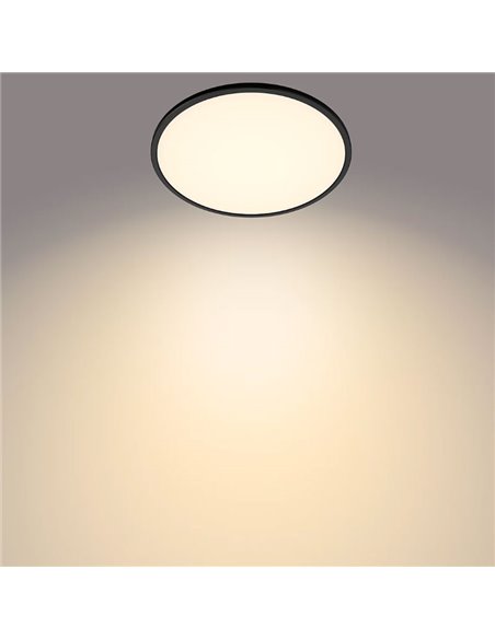 Plafonnier LED SUPERSLIM 15W noir 2700K (très chaud), Réglable en intensité