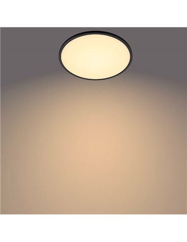 Plafón de techo LED SUPERSLIM 15W negro 2700K (muy cálido), Regulable en intensidad 