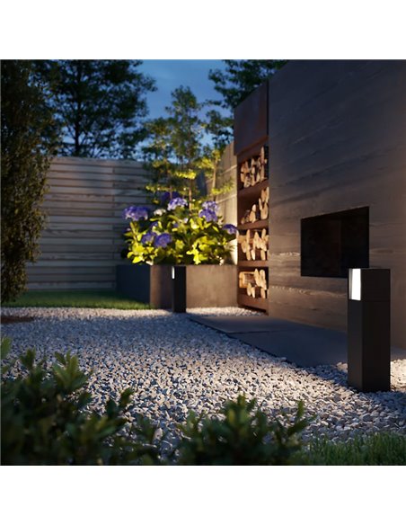 Pack de 3 Balizas LED de exterior para caminos  3W 2700K Antracita, Baja tensión estanco al agua