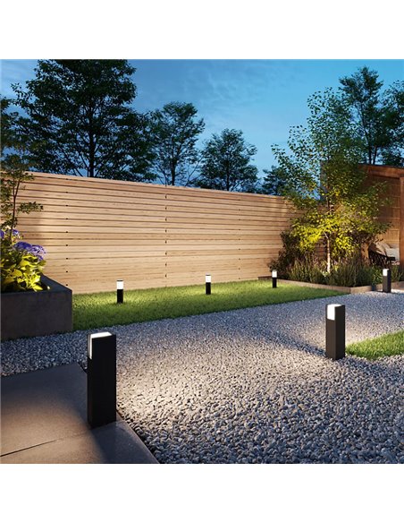 Pacote de 3 faróis LED externos para caminhos 3W 2700K Antracite, Baixa tensão, à prova d'água