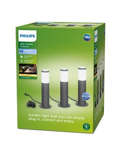 Pack de 3 Balizas LED de exterior para caminos  3W 2700K Antracita, Baja tensión estanco al agua 2
