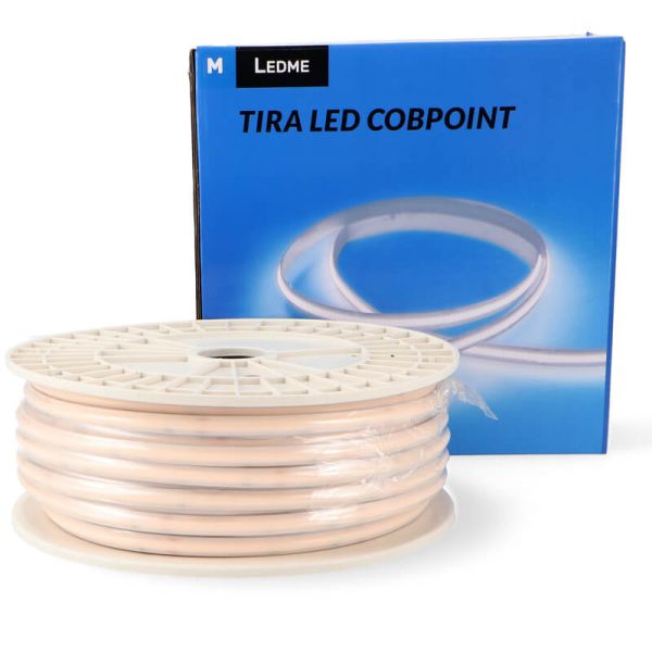 Ruban LED 220V AC COB 15W/m Raccordable 50M – IP65, M LEDME, 3M Auto-adhésif, Dimmable coupé tous les 4,5cm Cobpoint