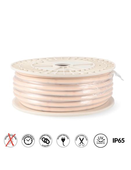 Tira LED 220V AC COB 15W/m Enlazable 50M – IP65, M LEDME, 3M Autoadhesivo, Regulable corte cada 4,5Cm Cobpoint