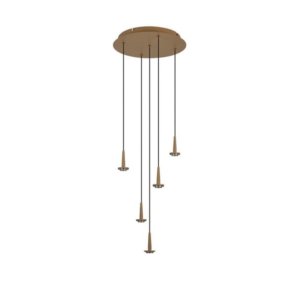 Lámpara de techo con 5 Luces LED Colgantes de cristal ANDRÓMEDA en forma de lágrima, oro 25W 3000K 2500Lm