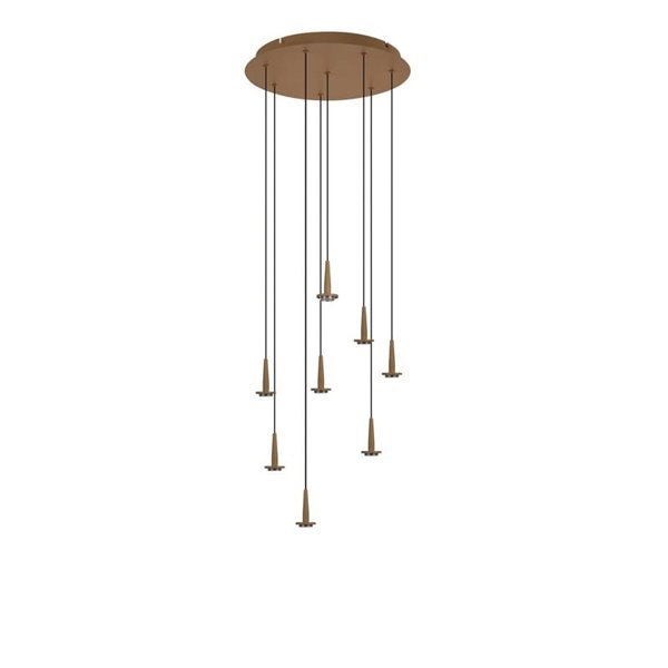 Candeeiro de teto com 8 luminárias pendentes LED ANDROMEDA em forma de lágrima, ouro 40W 3000K 4000Lm, base redonda