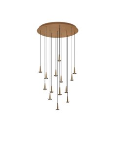 Plafonnier suspension avec 14 LED en cristal ANDROMEDA en forme de goutte, or 70W 3000K 7050Lm, socle rond