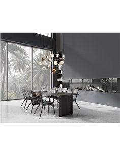 Lámpara de techo Colgante con 14 LED de cristal ANDRÓMEDA en forma de lágrima, oro 70W 3000K 7050Lm, base rectangular 2