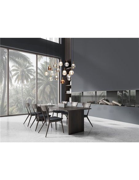 Luminária de teto suspensa com 14 LEDs de cristal ANDROMEDA em forma de lágrima, ouro 70W 3000K 7050Lm, base retangular