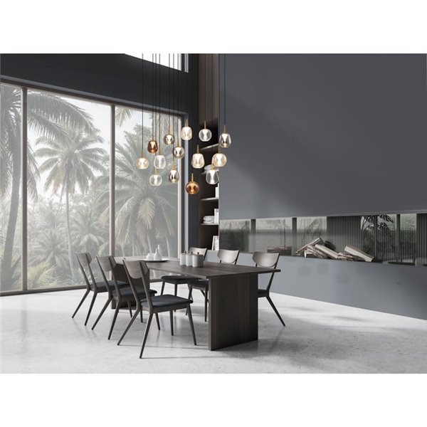 Plafonnier suspension avec 14 LED en cristal ANDROMEDA en forme de goutte, or 70W 3000K 7050Lm, base rectangulaire