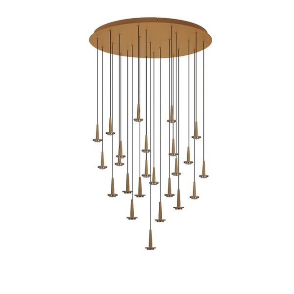 Plafonnier suspendu rond avec 24 LED en cristal ANDROMEDA en forme de goutte, or 120W 3000K 12 100Lm