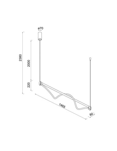 Lámpara Colgante con barra horizontal LED y manguera flexible de luz FUGAZ, 145,5cm de largo 38W 3000K negro