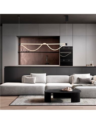 Suspension avec barre horizontale LED et flexible de lumière FUGAZ, 145,5cm de long 38W Or 3000K