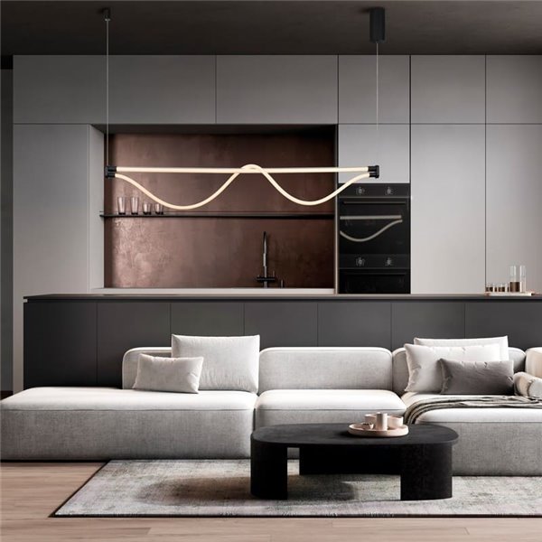 Suspension avec barre horizontale LED et flexible de lumière FUGAZ, 145,5cm de long 38W Or 3000K