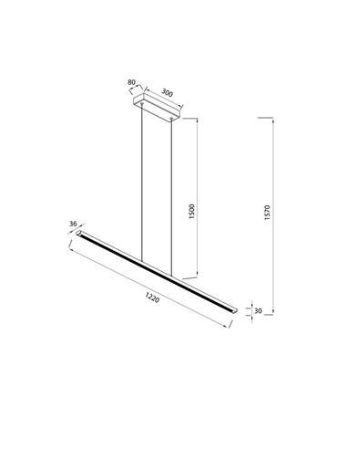 Lámpara LED colgante LINEAL 122,20cm de largo, 38W 3000K Oro