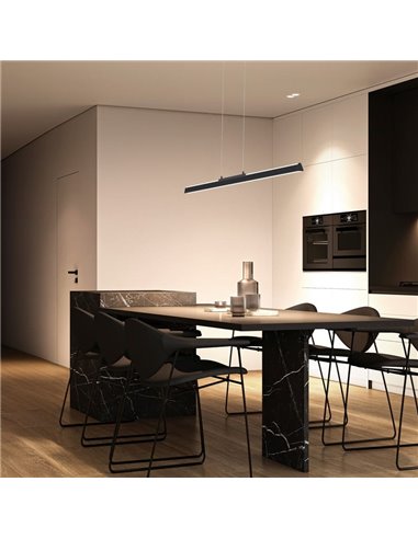 Candeeiro de teto suspenso LED com luz LINEAR ascendente e descendente, 91,5 cm de comprimento, 36W 3000K preto