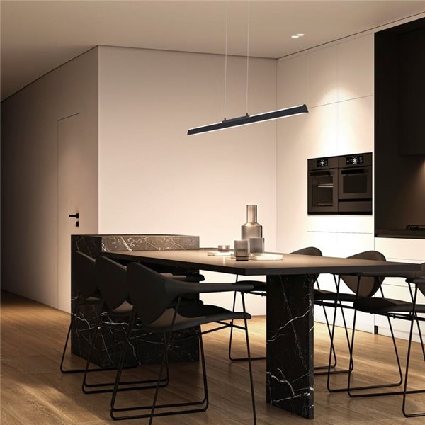 Lámpara de techo LED colgante con luz arriba y abajo LINEAL, 91,5cm de largo, 36W 3000K negro