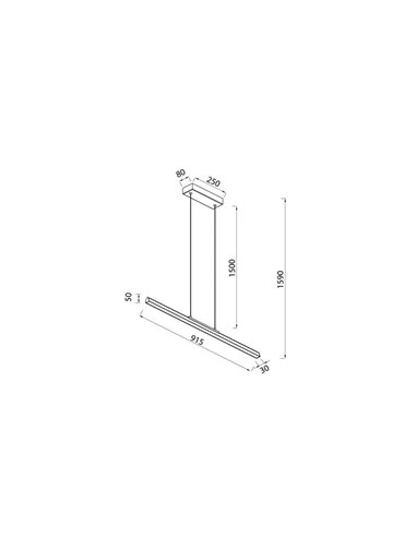 Lámpara de techo LED colgante con luz arriba y abajo LINEAL, 91,5cm de largo, 36W 3000K negro