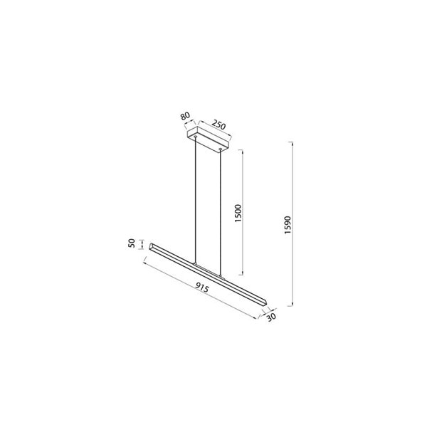 Lámpara de techo LED colgante con luz arriba y abajo LINEAL, 91,5cm de largo, 36W 3000K negro