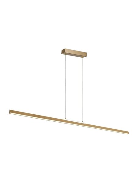 Lámpara de Techo LED Colgante extra larga, con luz arriba y abajo LINEAL, 151,5cm de largo,  54W 3000K Oro