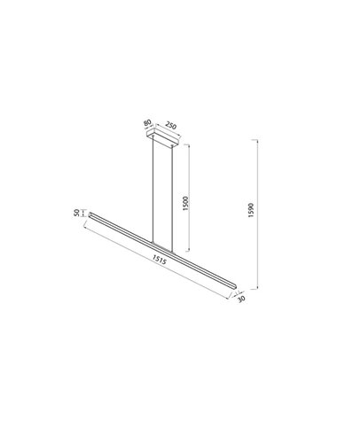 Lámpara de Techo LED Colgante extra larga, con luz arriba y abajo LINEAL, 151,5cm de largo,  54W 3000K Oro